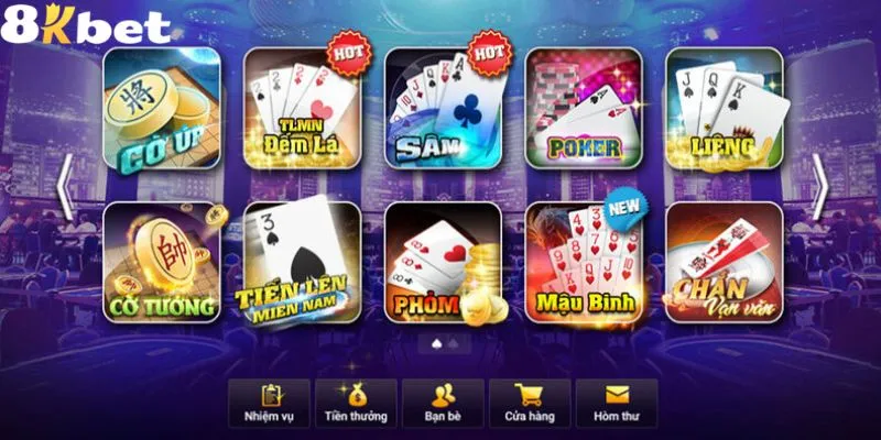 Những tựa game bài đổi thưởng hấp dẫn tại sân chơi 8KBET